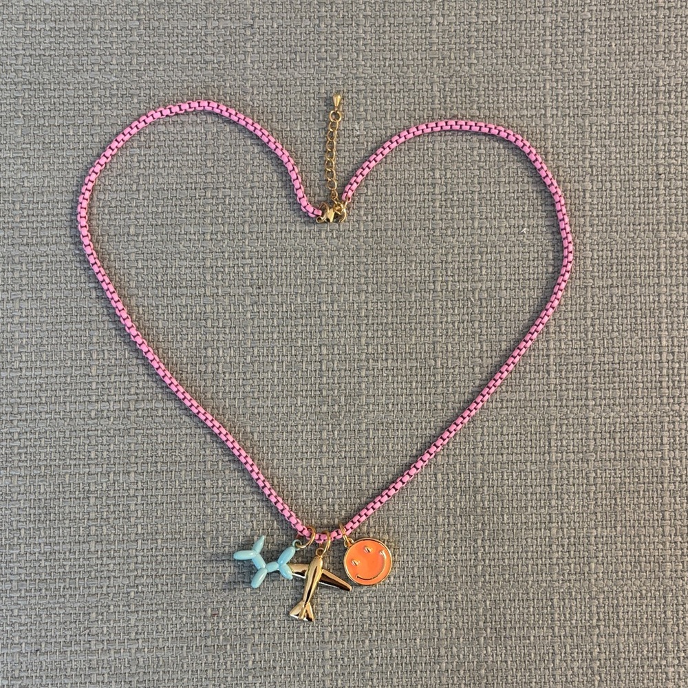 Pink and Gold Charm Necklace